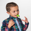 Boy Using Green Chewable Dragon Tags