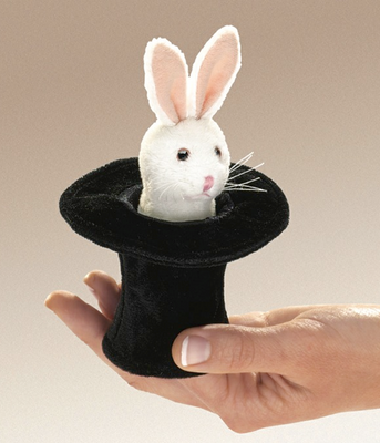 Mini Puppet - Rabbit in Hat Finger Puppet