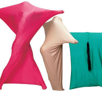 pillowcase-like sac in pink and green