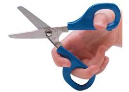 Spring Loaded Right-Handed Blue Scissors